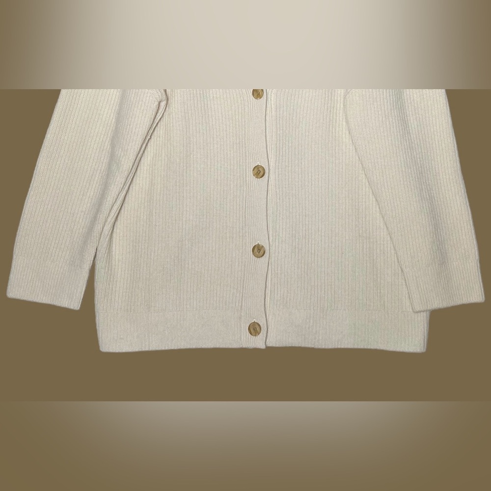 Quince Cream Ribbed Button-Up Cardigan - Picture 11 of 16